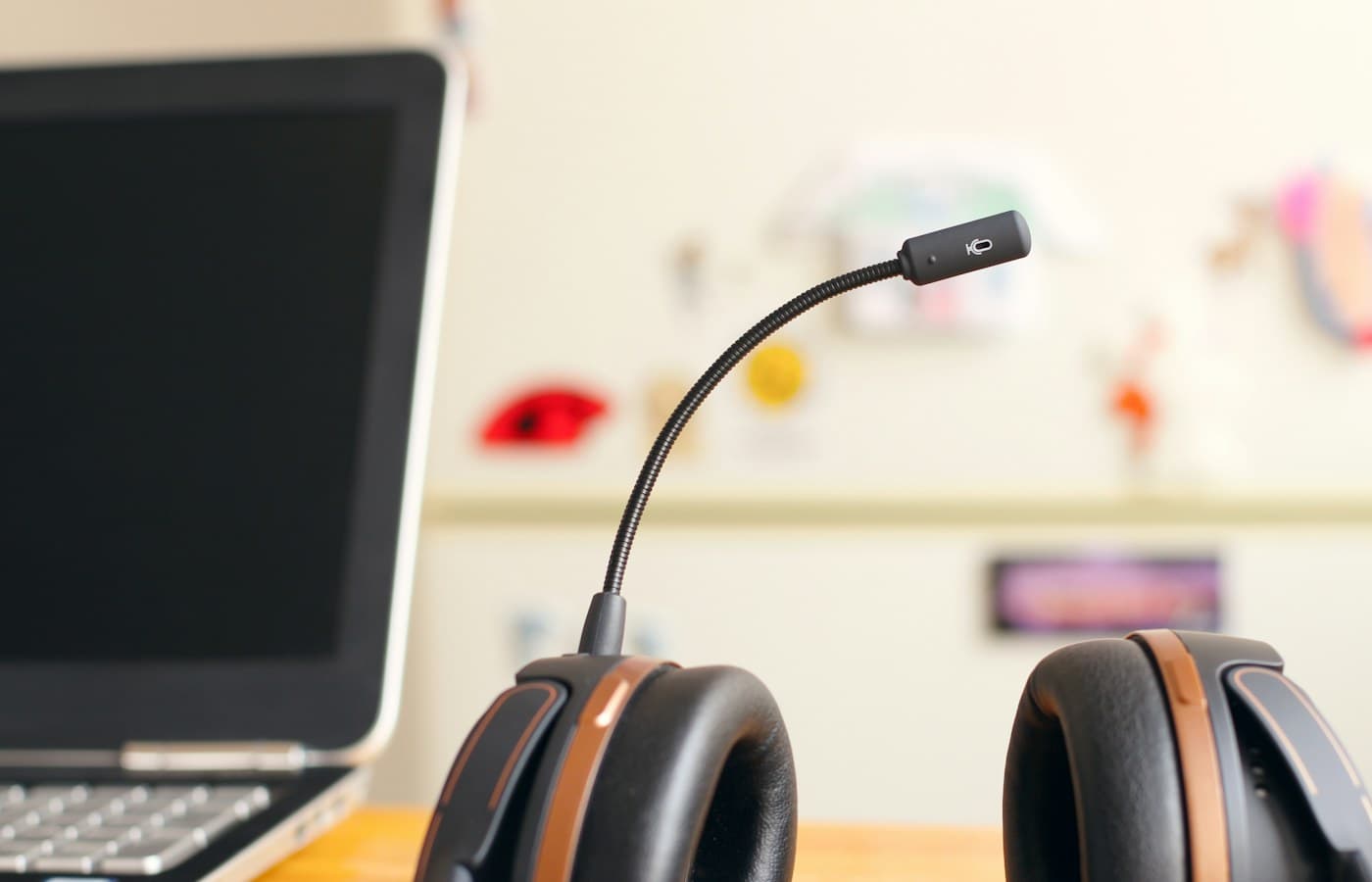 Customer support headset beside a computer